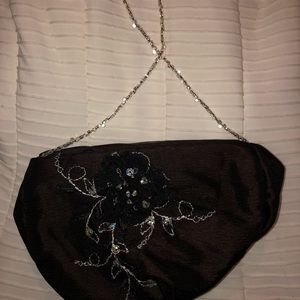 Black evening bag.